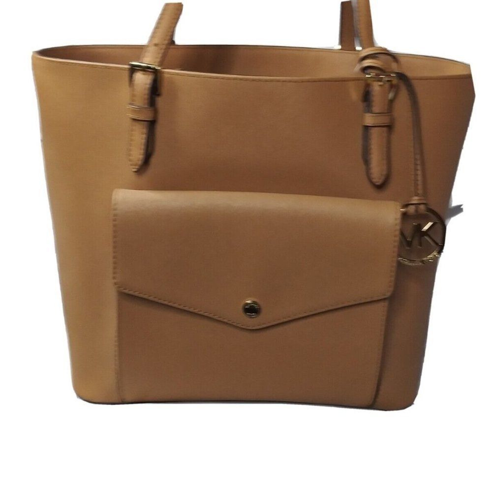 Michael Kors Jet Set Multifunction Pocket Tote Bag Brown Retail $178